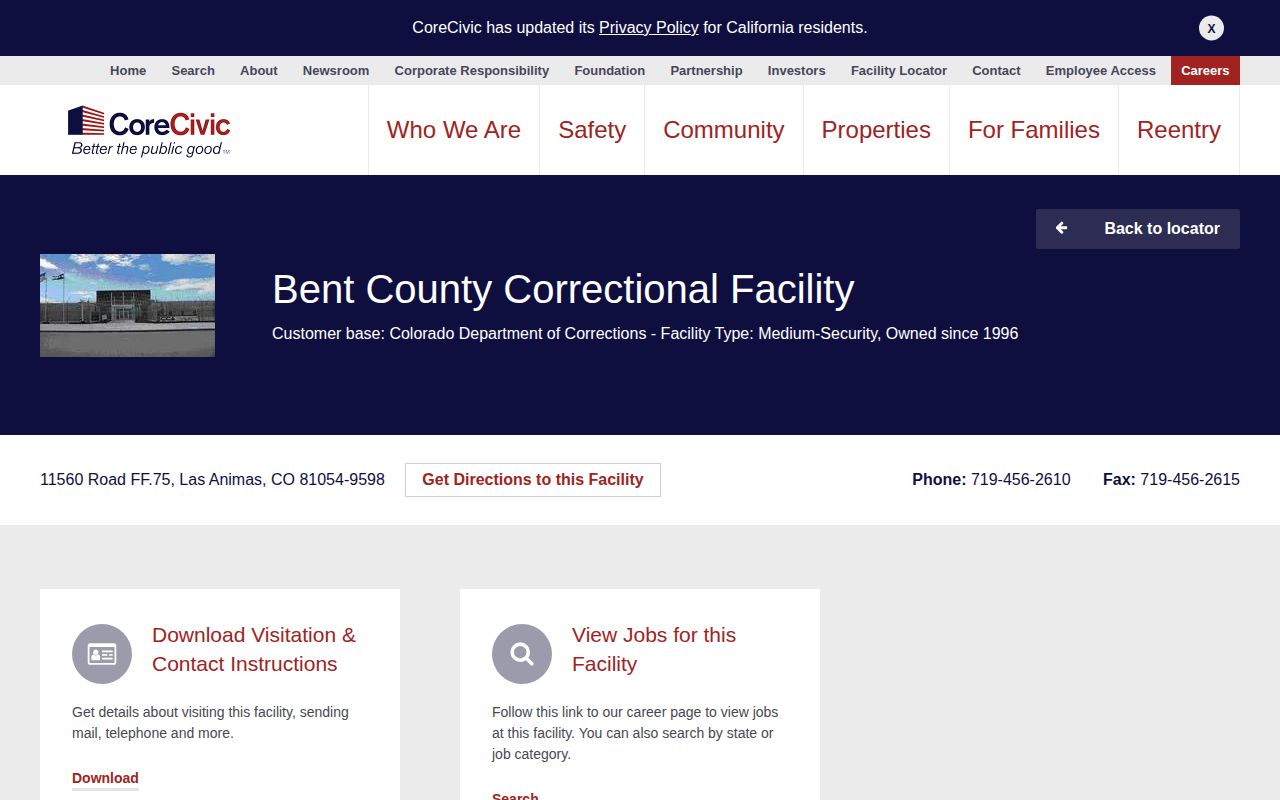 Bent County Correctional Facility source capture