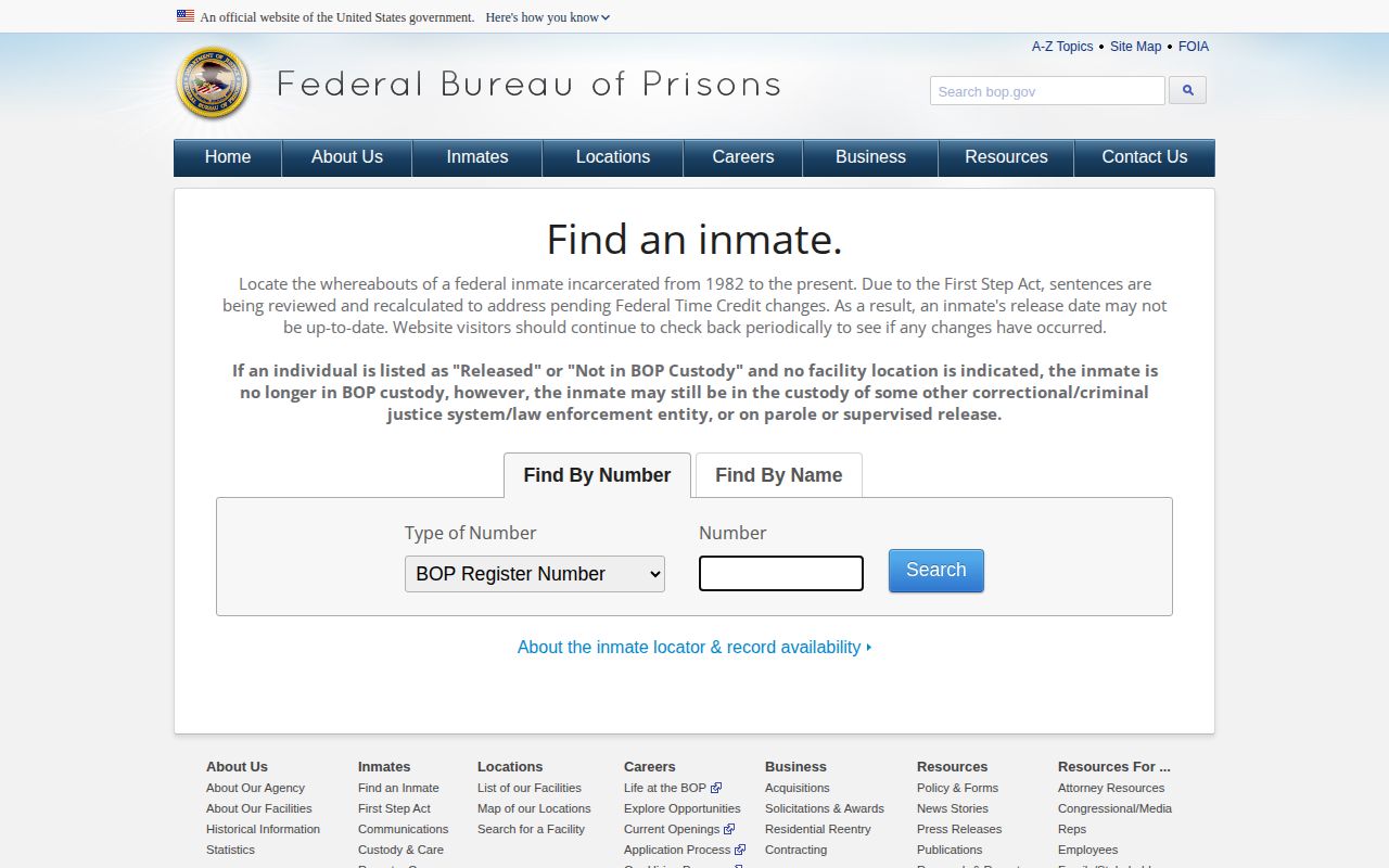 BOP inmate locator source capture
