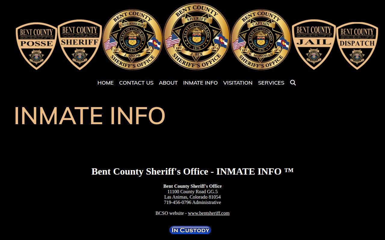 Kiowa County released inmates manual feed through Bent County Jail inmate information