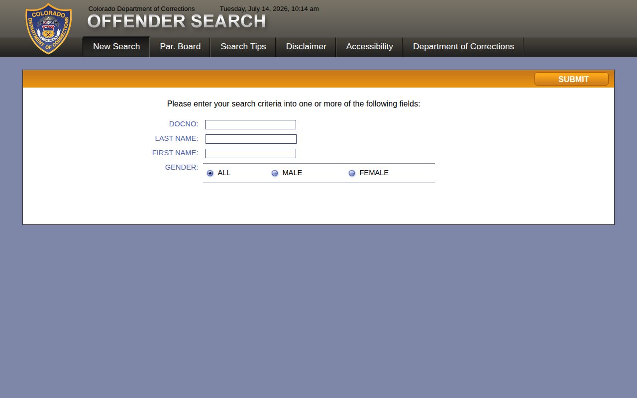 Colorado DOC offender search for Kiowa County released inmates and parole records